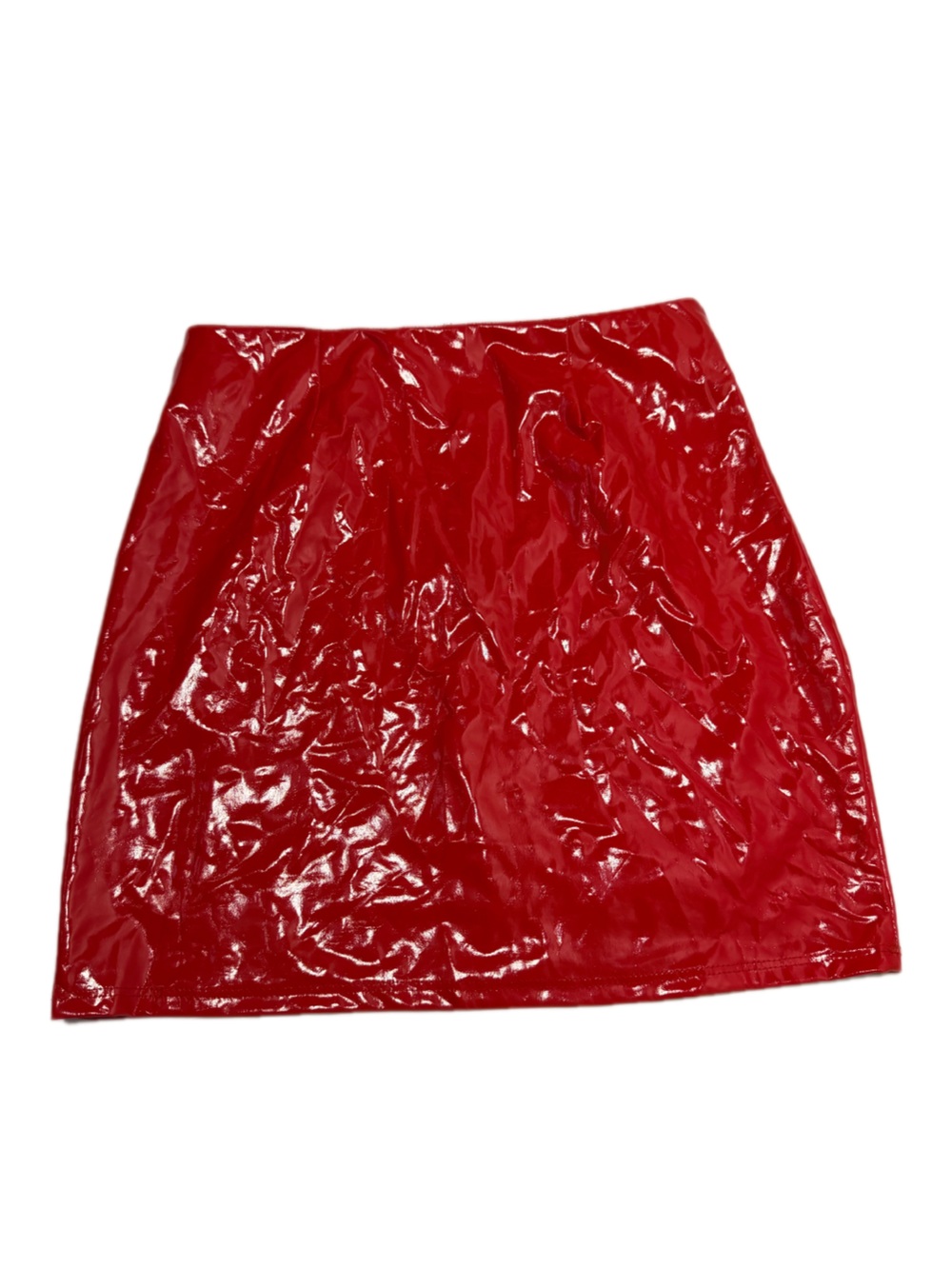Y2K Red Patent Vinyl Mini Skirt | Glossy Faux Leather Look